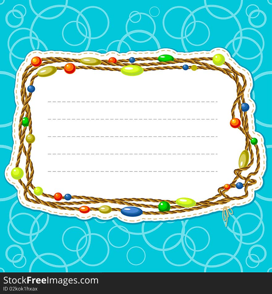 Frame with cord and beads