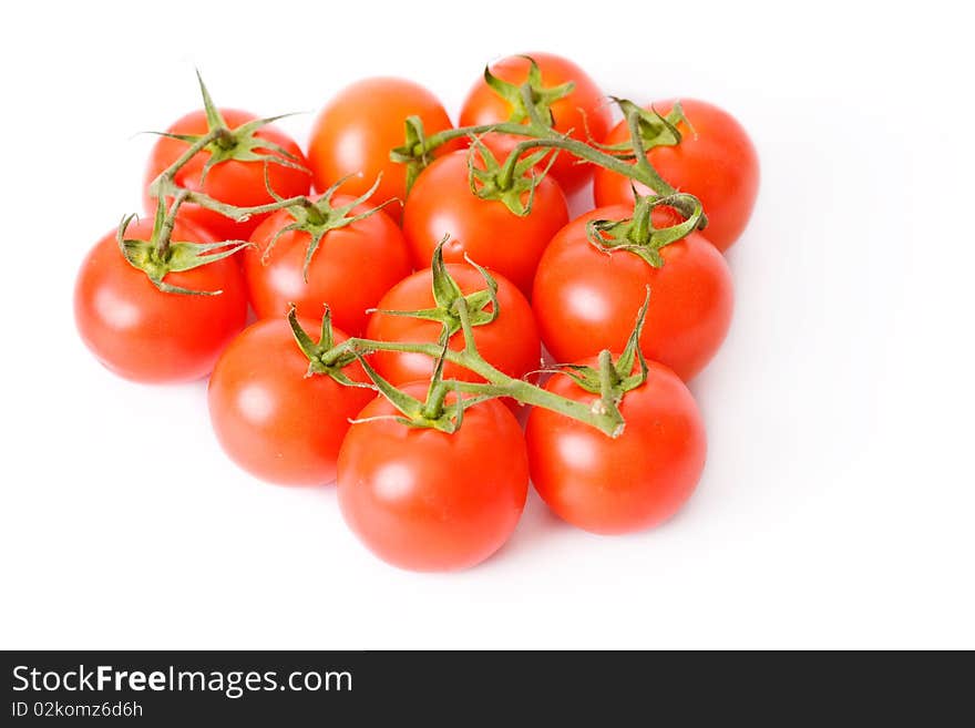 Fresh tomatoes over white