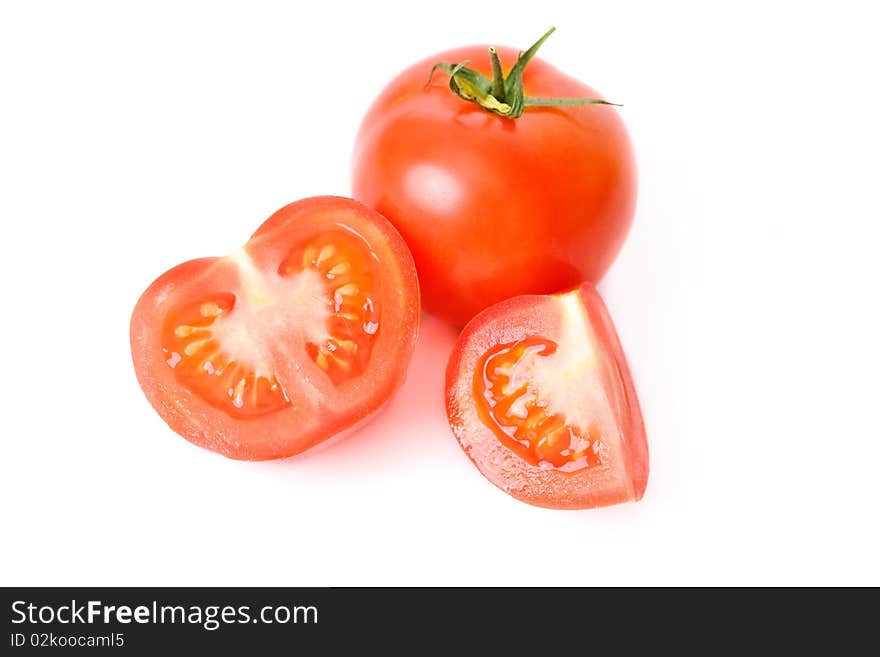 Fresh Tomatoes Over White