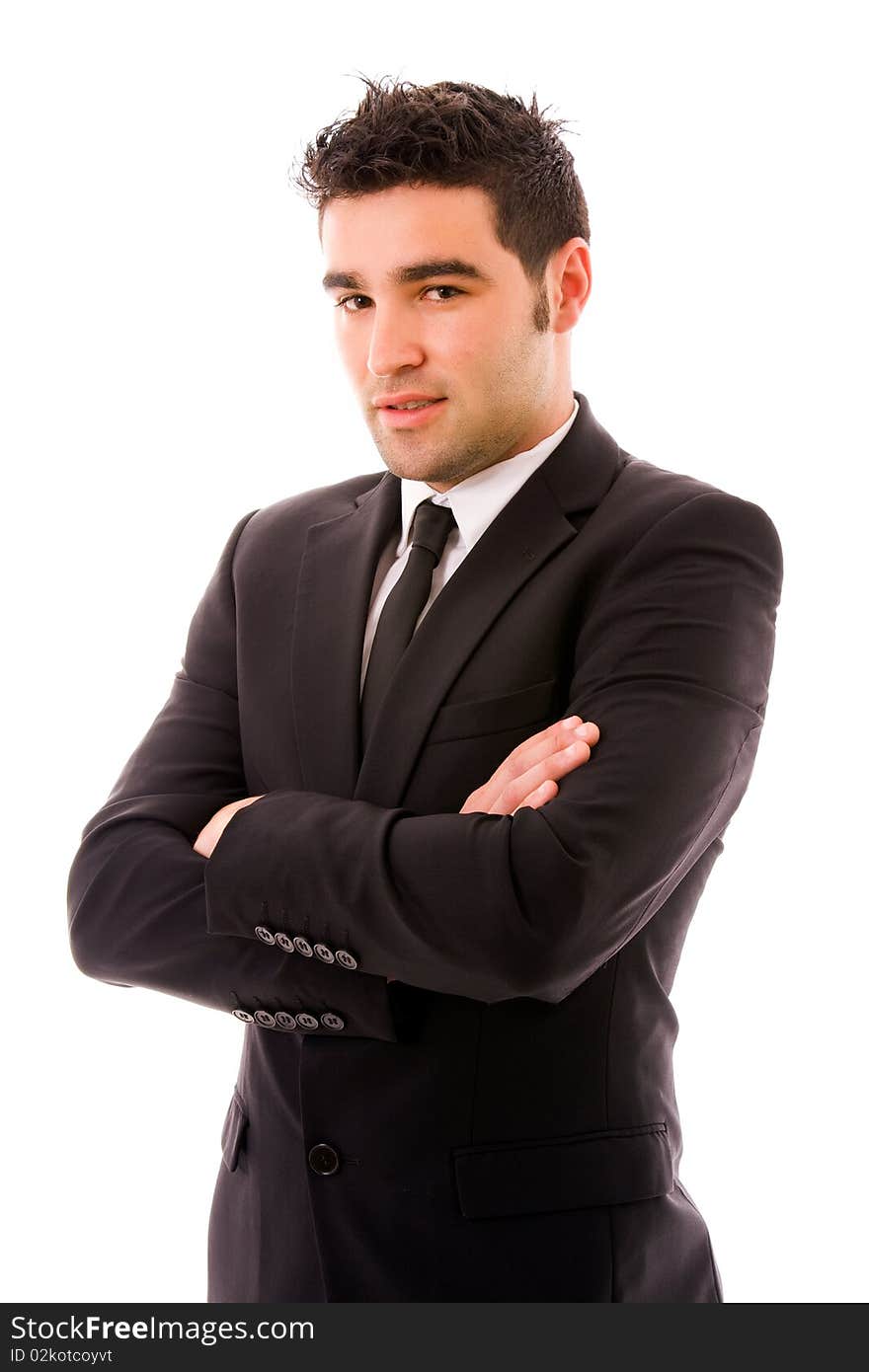 Young business man portrait isolated on white