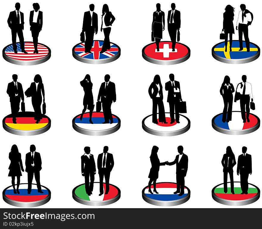 Illustration of flags and people