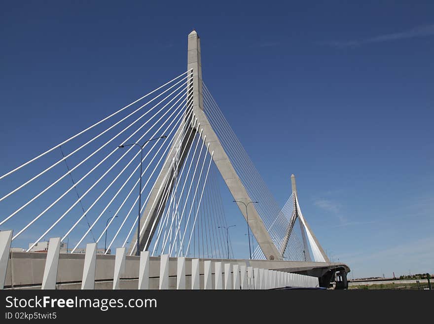 The Zakim Bridge from a park