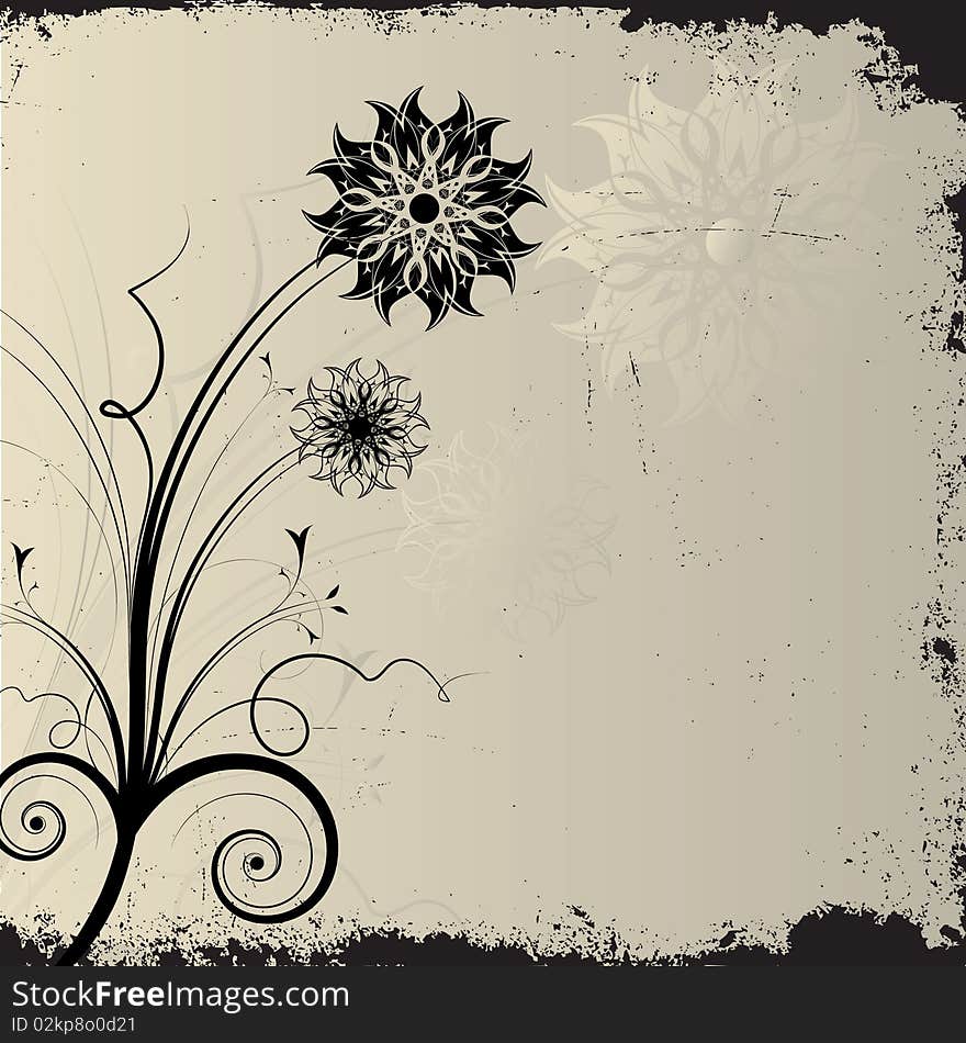 Grunge floral background with place for your text