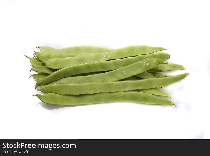 Green Beans On White Background