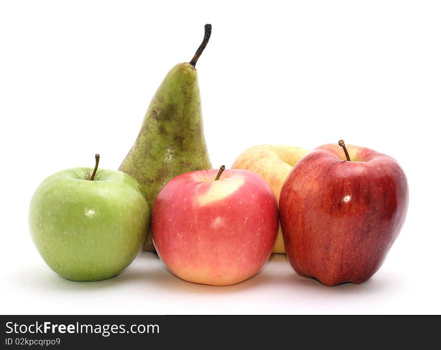 Selection of apples isolated on white