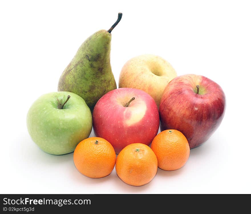 Group of fruits isolated on white