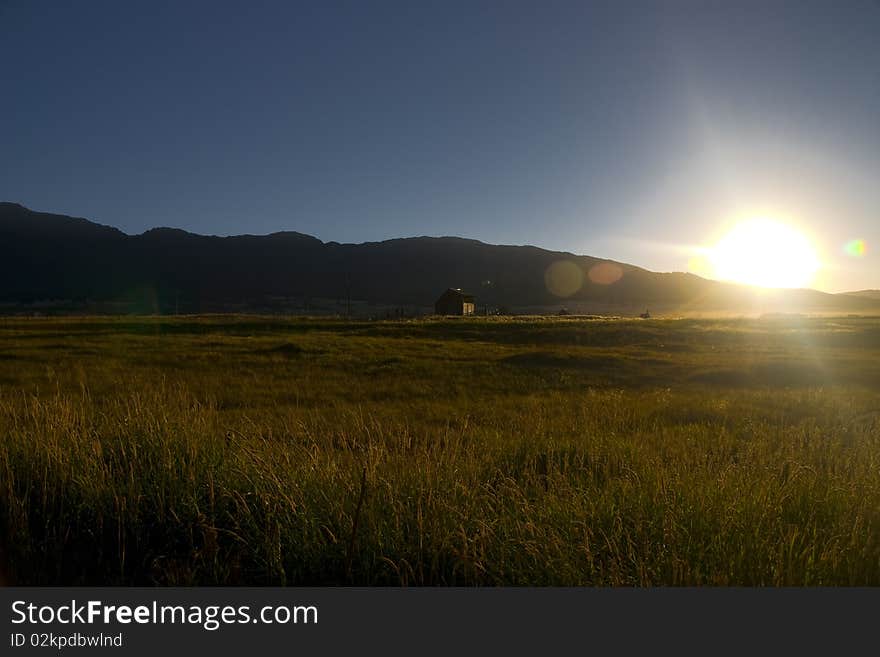 Sunset in thefield of the countryside of Idaho. Sunset in thefield of the countryside of Idaho