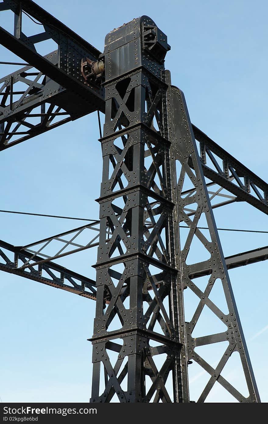 Close up to the drawbridge steel structure in The Netherlands