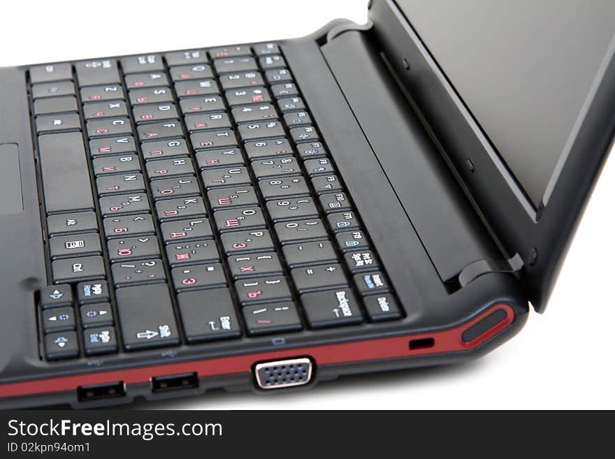 Mobile computer, keyboard of the letter on white background