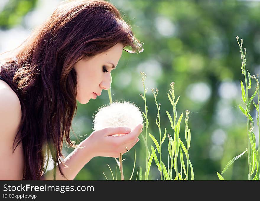 A beautiful young girl in park. A beautiful young girl in park