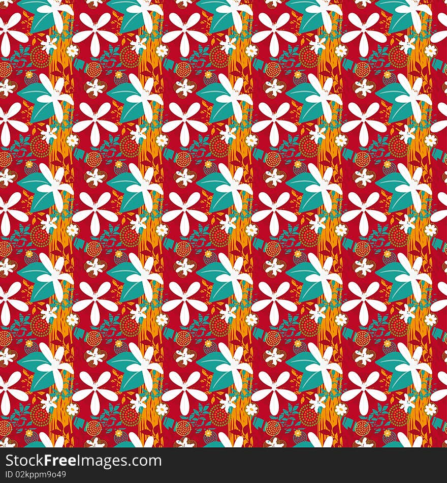 Pattern with a graphic representation of a flowers and leaves. Pattern with a graphic representation of a flowers and leaves