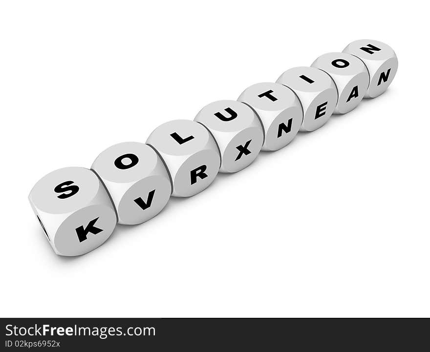 Crossword with solution world in white dice. Crossword with solution world in white dice