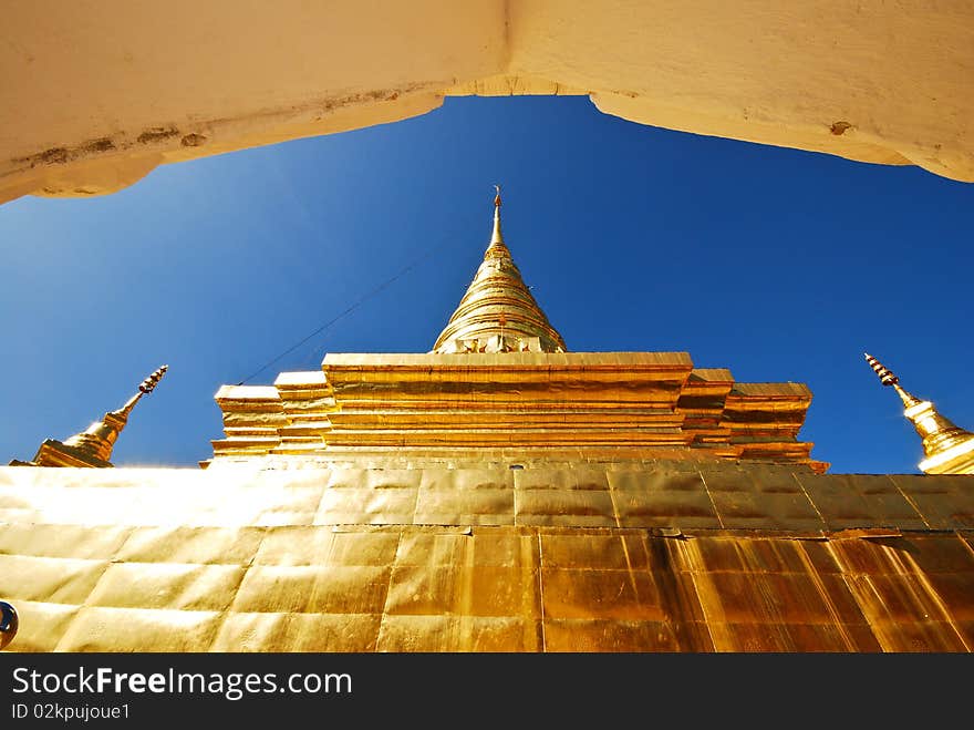 Golden stupa architecture in Thailand