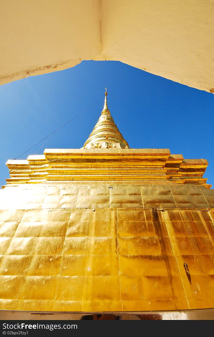 Golden stupa architecture in Thailand