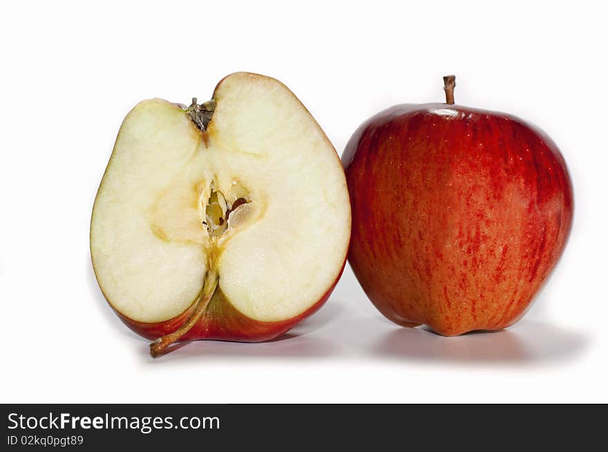 Red apples on white background