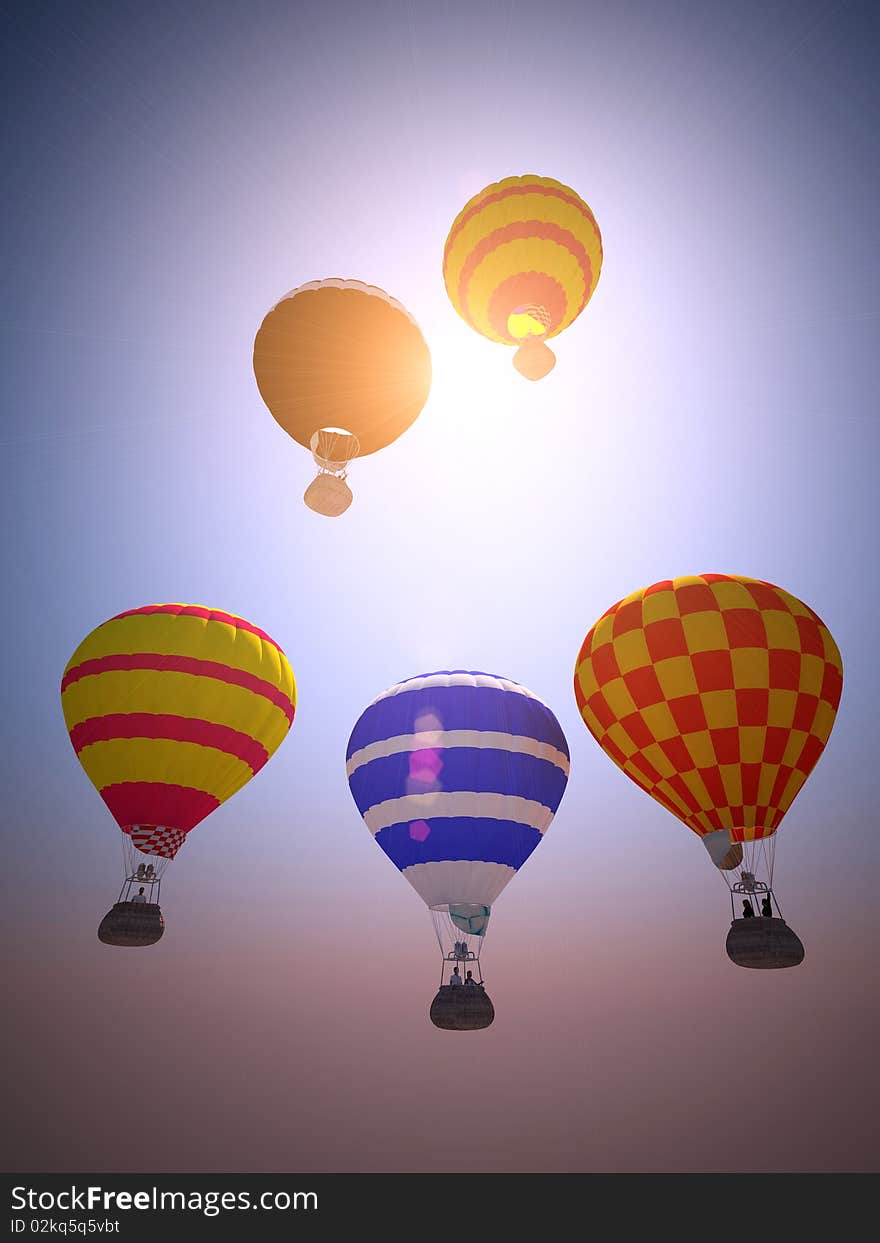 Balloons at sunset