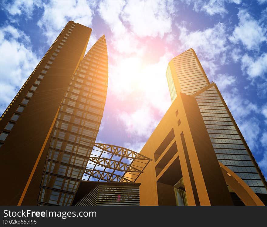 Modern building on a background sky