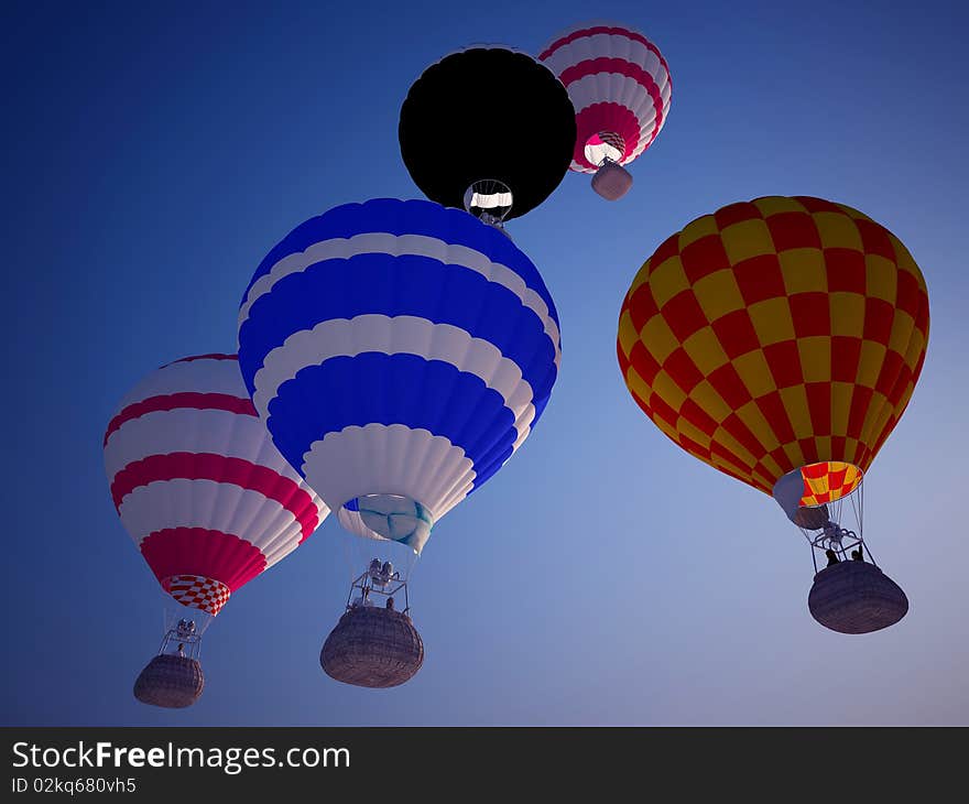 Balloons at sunset