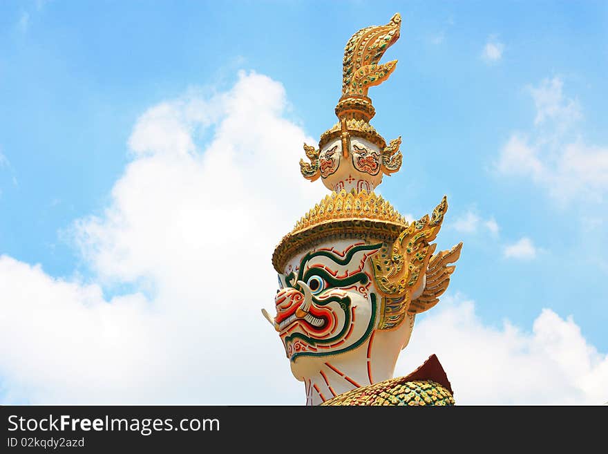 Giant stand around pagoda of thailand at wat prakeaw.