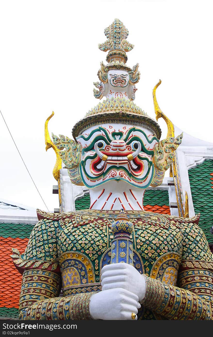 Giant stand around pagoda of thailand at wat prakeaw.