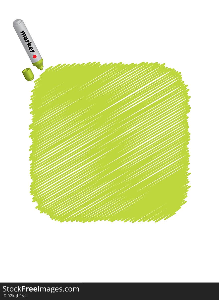 Light green background hatched with plastic marker