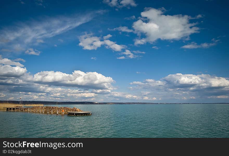 Daytime view of the eastern basin of Lake Balaton, Hungary. Daytime view of the eastern basin of Lake Balaton, Hungary.