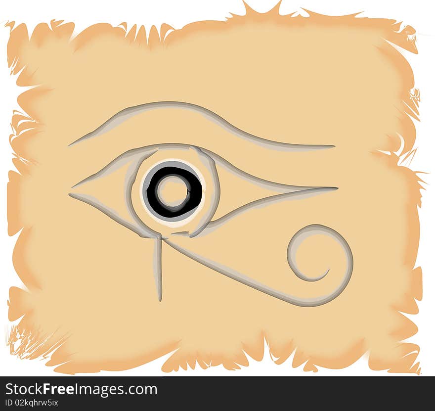 Horus eye drawing on a papyrus paper