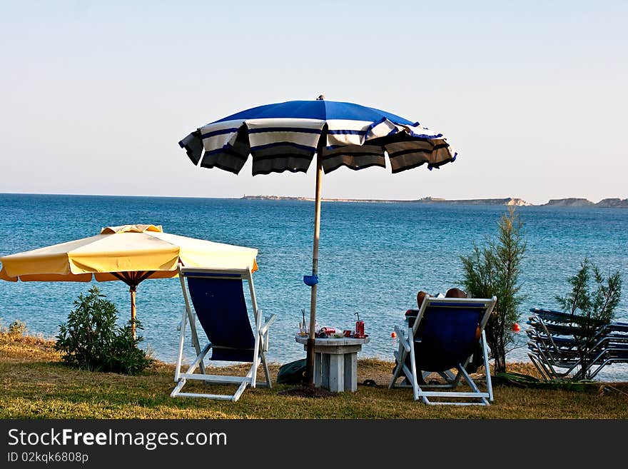 Chair and umbrella on the beach