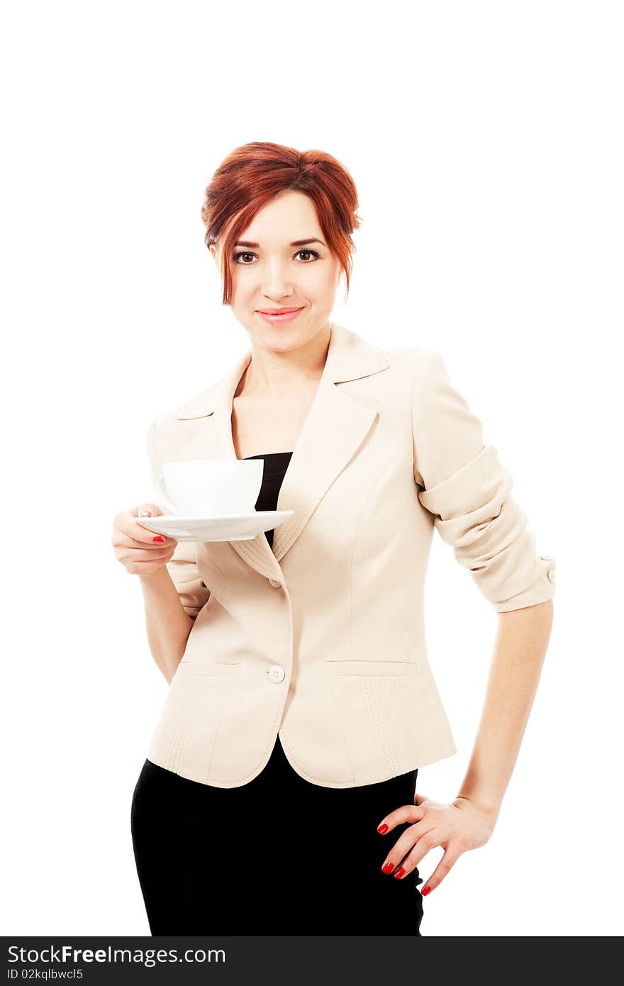 Young Woman With Cup Of Tea/coffee