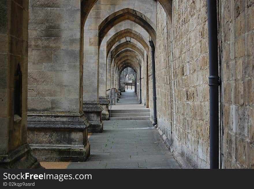 Archway next to Winchester Cathedral. Archway next to Winchester Cathedral