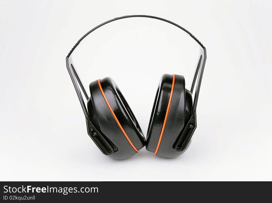 Ear-phones of black colour on a white background. Ear-phones of black colour on a white background