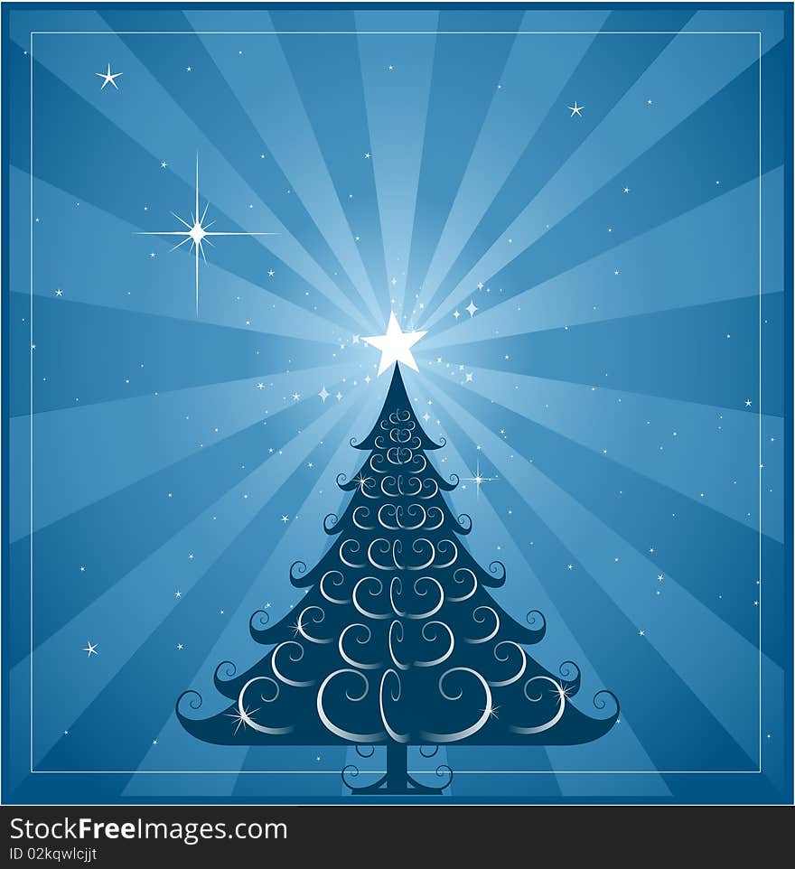 Blue Christmas background, vector illustration