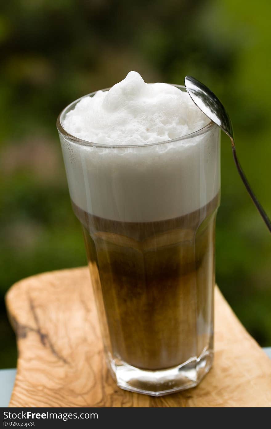 Big Mug,Coffee Latte Macchiato in a glass .