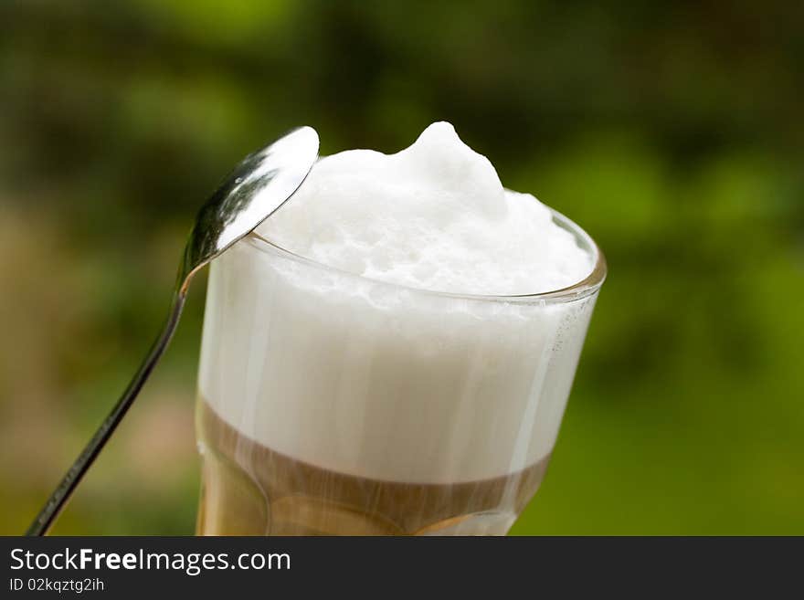 Coffee Latte Macchiato in a glass