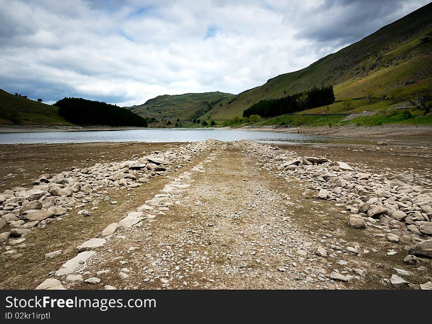 The old road to the now submerged village