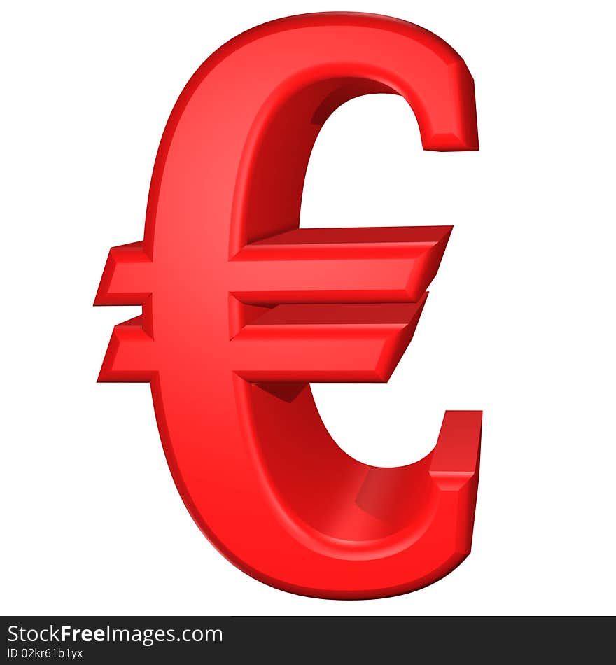 3d illustration of red euro