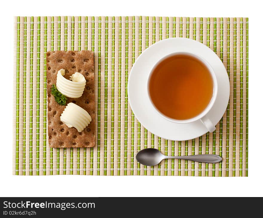 Healthy breakfast - Whole grain crispbread and tea