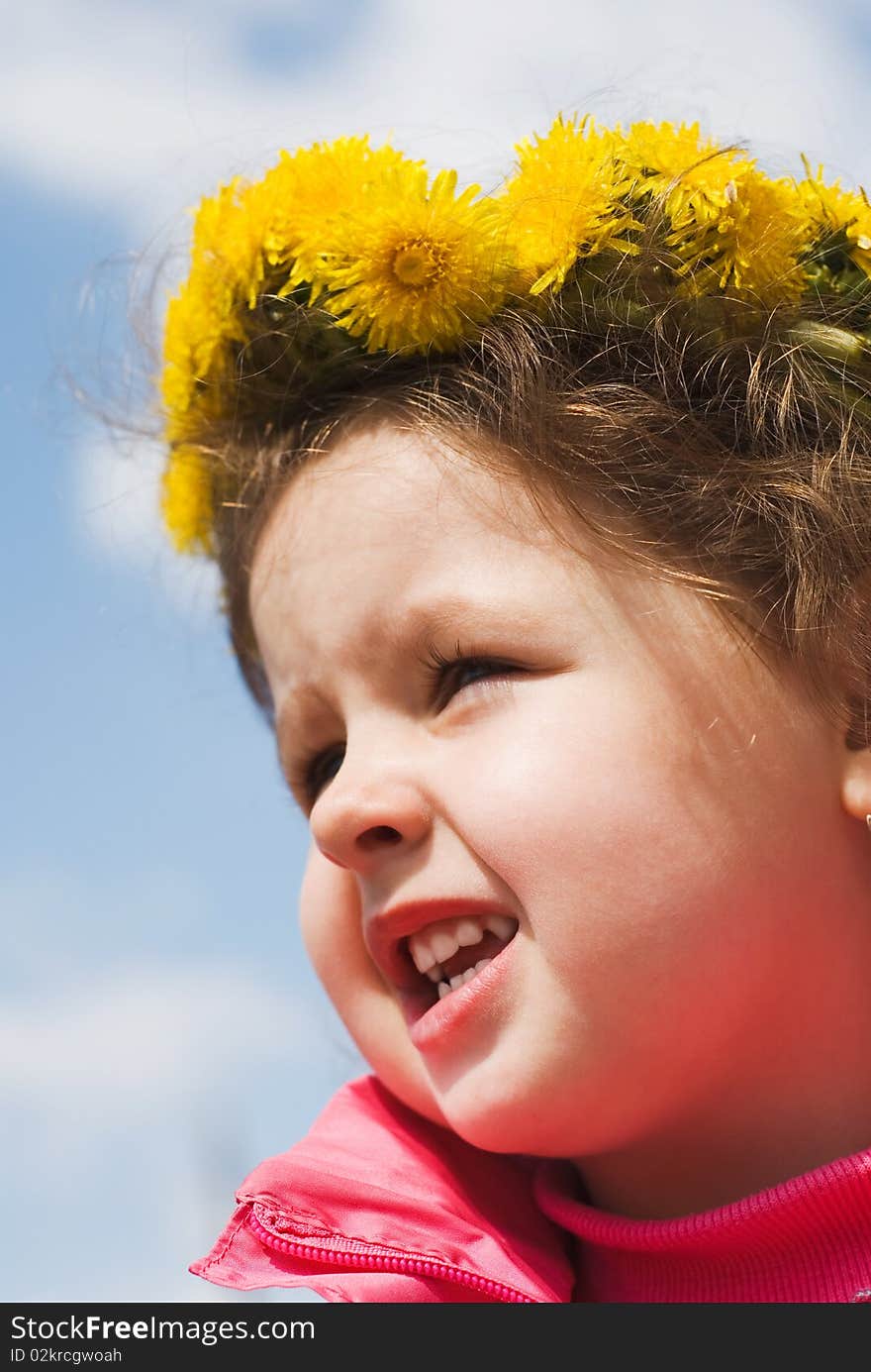 Girl And A Wreath Of Dandelions