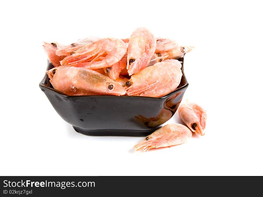 Raw shrimp isolated on a white background