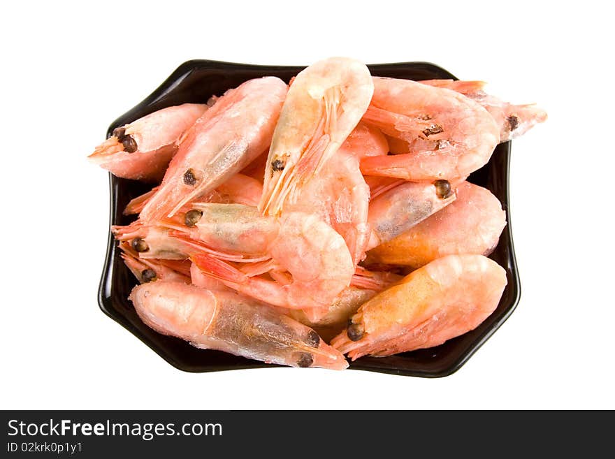 Raw shrimp isolated on a white background