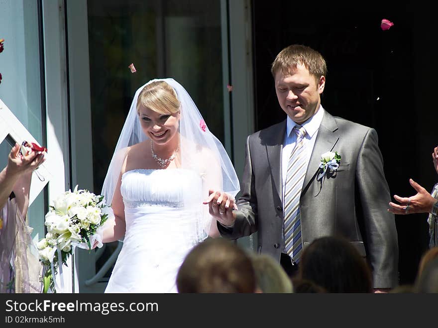 The groom and the bride in outdoors. The groom and the bride in outdoors