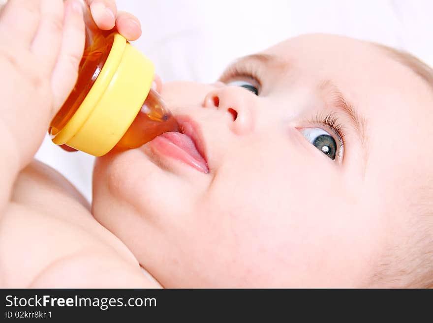 Baby drinking from a bottle