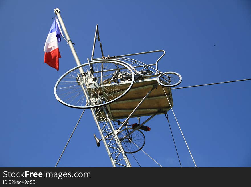 Tight rope props with a french flag. Tight rope props with a french flag