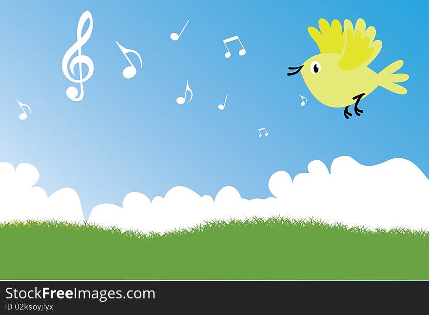 Vector illustration of a singing bird. Vector illustration of a singing bird.