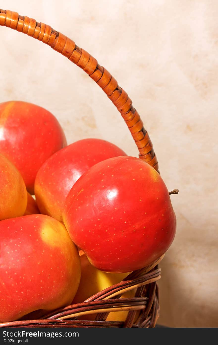 Wood basket with Red Apples