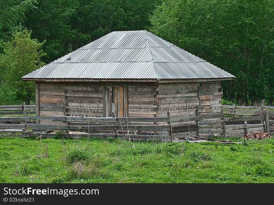 Old house in green wood. Old house in green wood