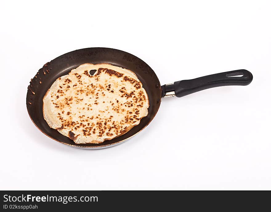 Pancake cooking in a pan