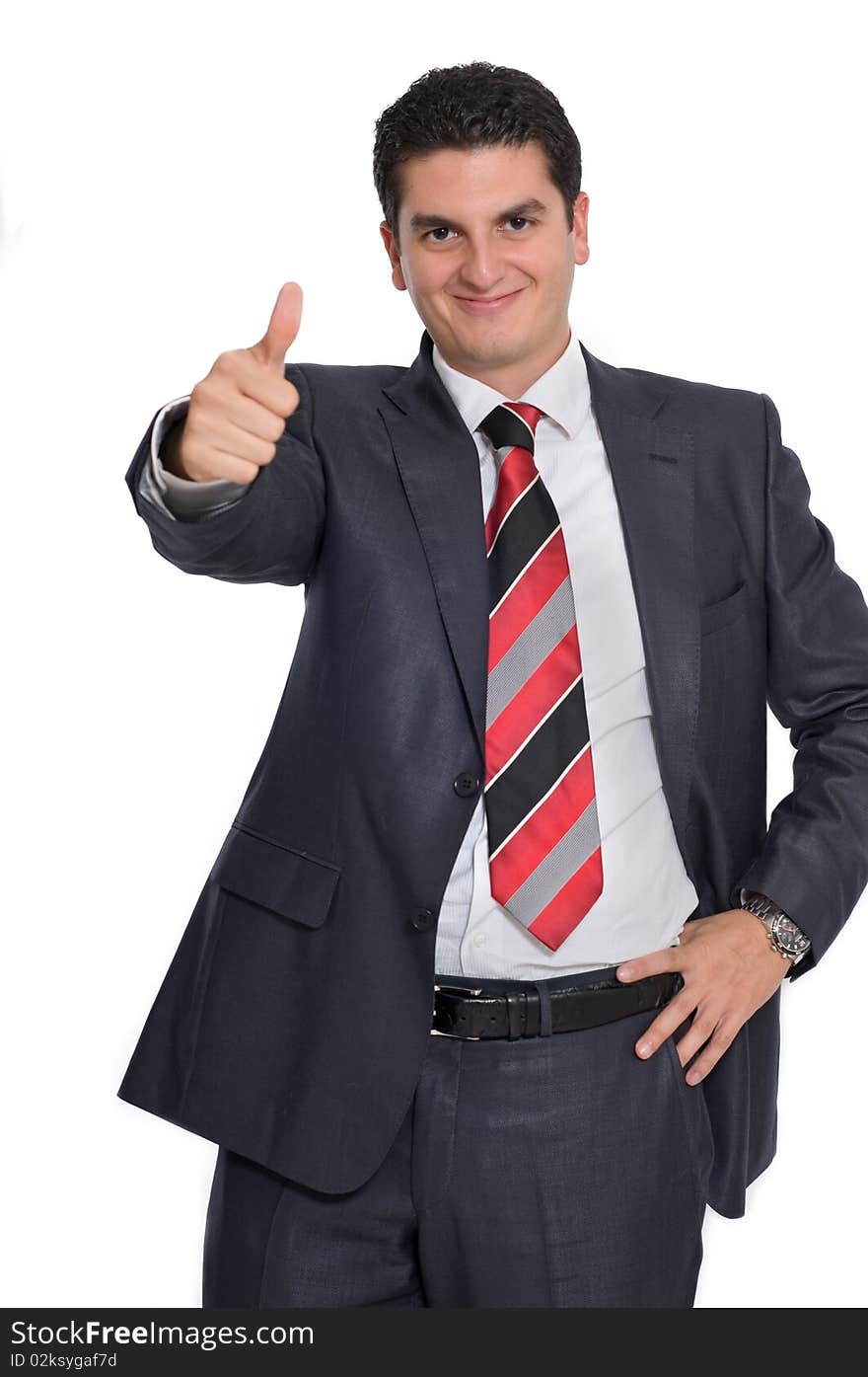 Young Businessman Giving a Thumbs Up