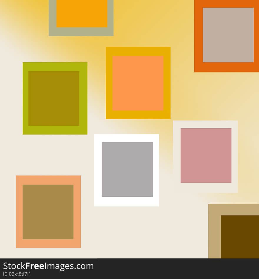 abstraction consisting of squares of the different size and colour