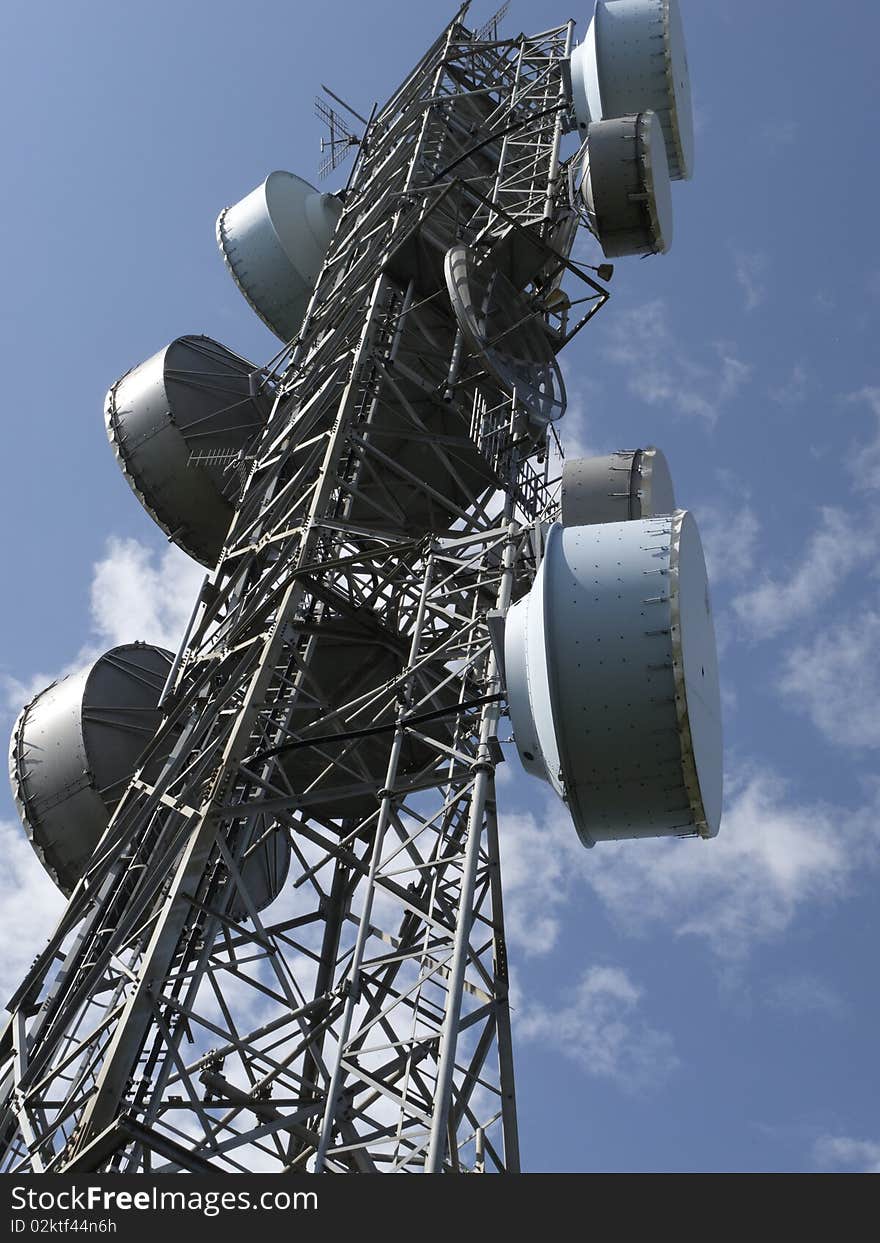 Radio trasmitting aerial upon a mountain in la spezia